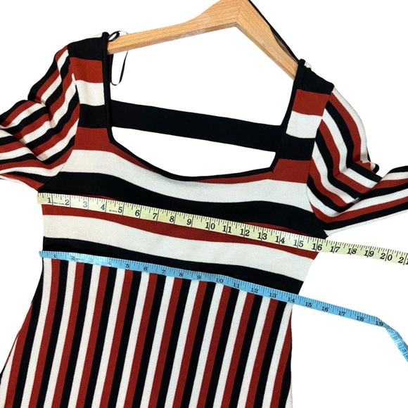 Anthropologie Striped Sweater Midi Dress Size M Long Sleeve Casual Open Back - Picture 9 of 13